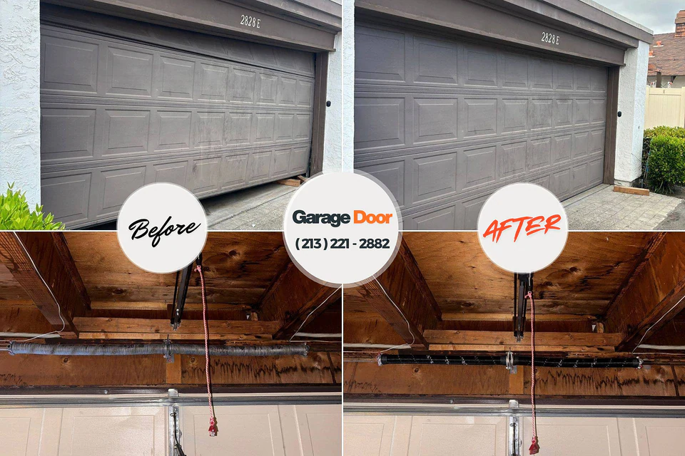 Before and after: garage door repair Boyd, TX